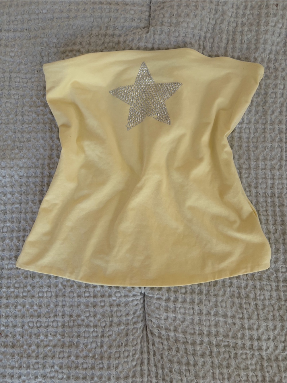 Streetwear Society Yellow Strapless Tube Top with Rhinestone Star
